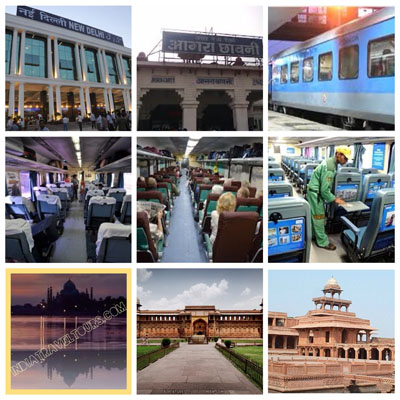 Taj Mahal Services - Ist Row - Station & Train, 2nd Row - Seat type, 3rd Row - Sightseeing spots Tour Services