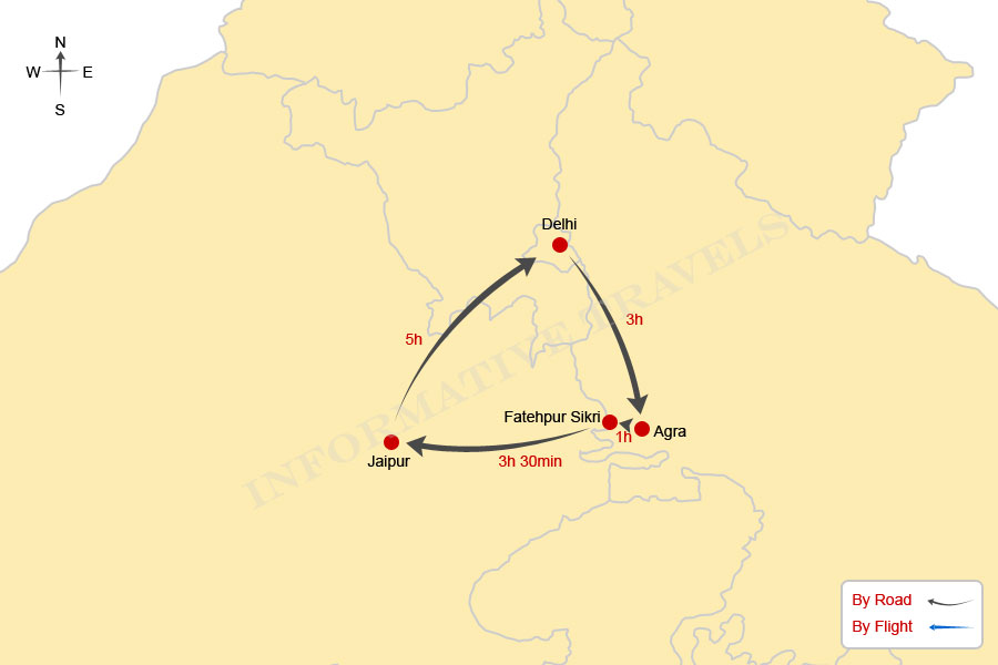 Map of Golden Triangle Tour