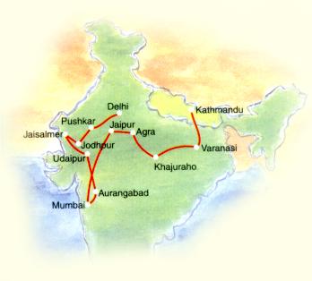 Tour to Mumbai North India Tour Map